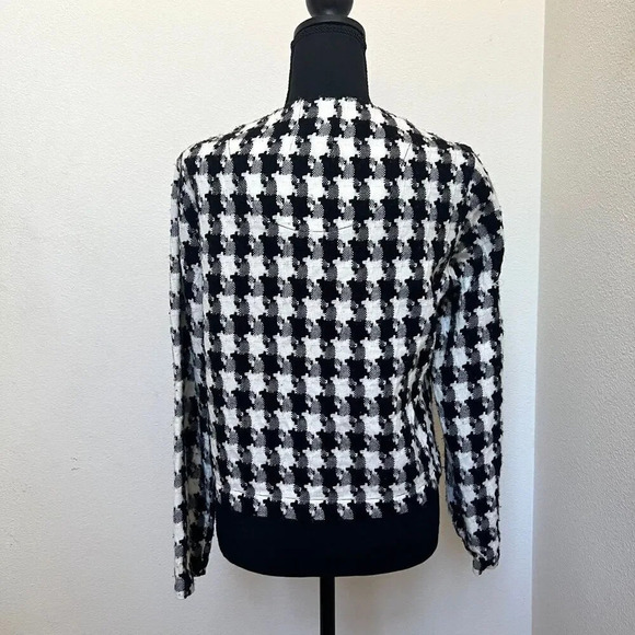 CHICOS Houndstooth One Button Cardigan Black White Size Small - Picture 2 of 5